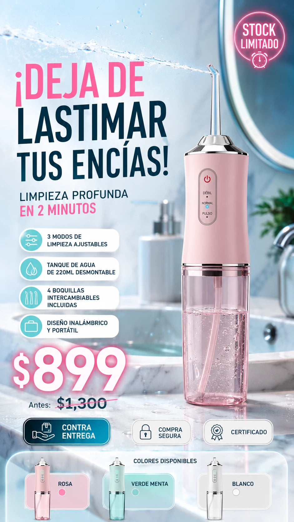 Irrigador Dental Inalámbrico Accesorios